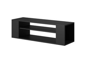 5903025536378 - Selsey - weri - TV-Board   tv - Hängeboard mit 2 offenen Fächern minimalistisch 100 cm breit (Schwarz)