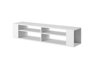 5903025536392 - Weri - TV-Board   tv - Hängeboard mit 4 offenen Fächern minimalistisch 140 cm breit (Weiß) - Selsey