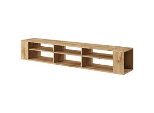 5903025536446 - Selsey - weri - TV-Board   tv - Hängeboard mit 6 offenen Fächern minimalistisch 175 cm breit (Wotan Eiche)