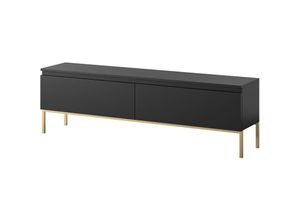 5903025593067 - Bemmi - TV-Element Schwarz mit goldenen Metallbeinen 150 cm - Selsey