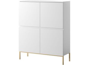 5903025593647 - Selsey - bemmi - Highboard 4-türig Weiß mit goldenen Metallfüßen 100 cm