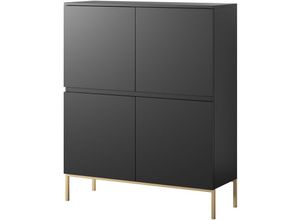 5903025593685 - Selsey - bemmi - Highboard 4-türig Schwarz mit goldenen Metallbeinen 100 cm breit