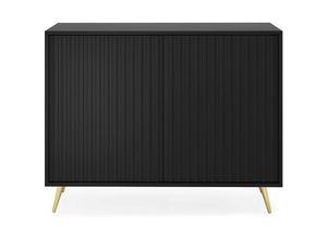 5903025593869 - Selsey - Bello - Sideboard mit Lamellenfronten - 104 cm - Schwarz mit goldenen Beinen