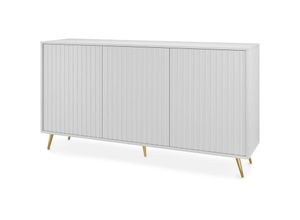 5903025593920 - Selsey - Bello - Sideboard mit Lamellenfronten - 154 cm - Weiß mit goldenen Beinen