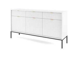 5903025595856 - Selsey - Vellore Sideboard Kommode 3-türig mit 3 Schubladen Weiß mit geriffelten Fronten 154 cm