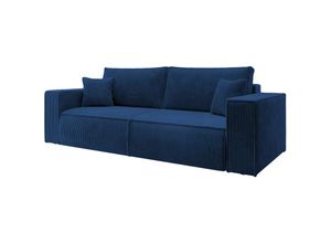 5903025596327 - Farese 3-Sitzer Schlafsofa mit Bettzeugbehälter 257 cm in dunkelblau - Selsey