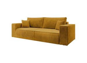 5903025596334 - Farese 3-Sitzer Schlafsofa mit Bettzeugbehälter senffarbig - Selsey