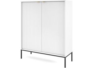 5903025596365 - Selsey - Vellore Highboard Hochkommode Weiß mit geriffelten Fronten 104 cm