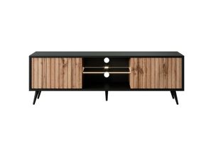 5903025596426 - Selsey - Bello - TV-Schrank mit Lamellenfronten - 135 cm - Schwarz   Wotan-Eiche mit led