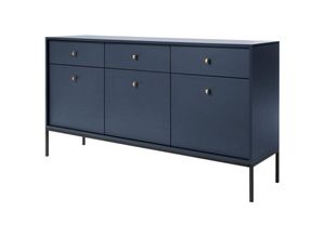 5903025754611 - Selsey - Monne Sideboard Kommode 3-türig mit 3 Schubladen Dunkelblau im Vintage Look