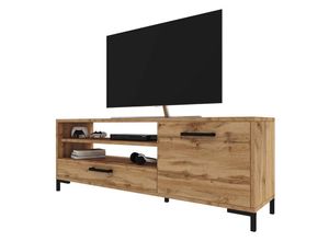 5903025813295 - Selsey - cascate - TV-Lowboard - TV-Schrank mit offenen Fächern und Türen stehend 139 cm breit (Lancaster Eiche)