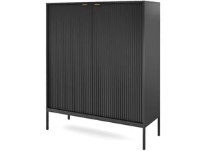 5903025881027 - Selsey - Vellore Highboard Hochkommode Schwarz mit geriffelten Fronten 104 cm