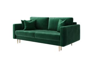 5903025889917 - Valico - Schlafcouch mit Goldene Füße fur 3 Personen 230 cm (Grün Velvet) - Selsey