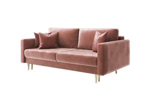 5903025889931 - Schlafsofa Valico mit Schlaffunktion für 3 Personen in Rosa Velvet 230 cm - Selsey