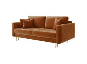 5903025889948 - Schlafsofa Valico mit Schlaffunktion für 3 Personen in Kupfer hydrophober Samt 230 cm - Selsey