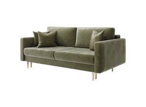 5903025889955 - Selsey - Schlafsofa Valico mit Schlaffunktion für 3 Personen in Olivgrün hydrophober Samt 230 cm