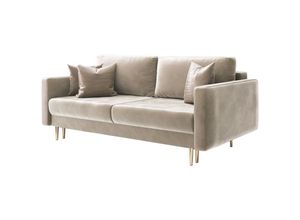 5903025889962 - Valico - Schlafcouch mit Goldene Füße fur 3 Personen 230 cm (Beige Velvet) - Selsey