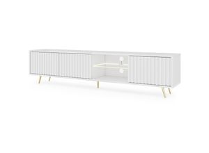 5903025890463 - Selsey - Bello - TV-Lowboard stehend in Weiß mit LED-Beleuchtung Lamellenfront 175 cm