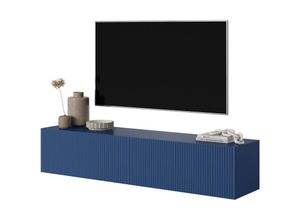 5903025898872 - Selsey - Veldio - TV-Lowboard stehend Dunkelblau mit gefräster Front 140 cm breit