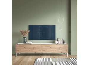 5903025908441 - Selsey - lammelo - TV-Möbel 140 cm - Weiß Eiche Latten