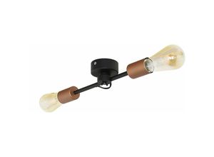 5903139626798 - Licht-erlebnisse - Vintage Deckenlampe Wohnzimmer in Schwarz 2xE27 sticks - Schwarz Kupfer