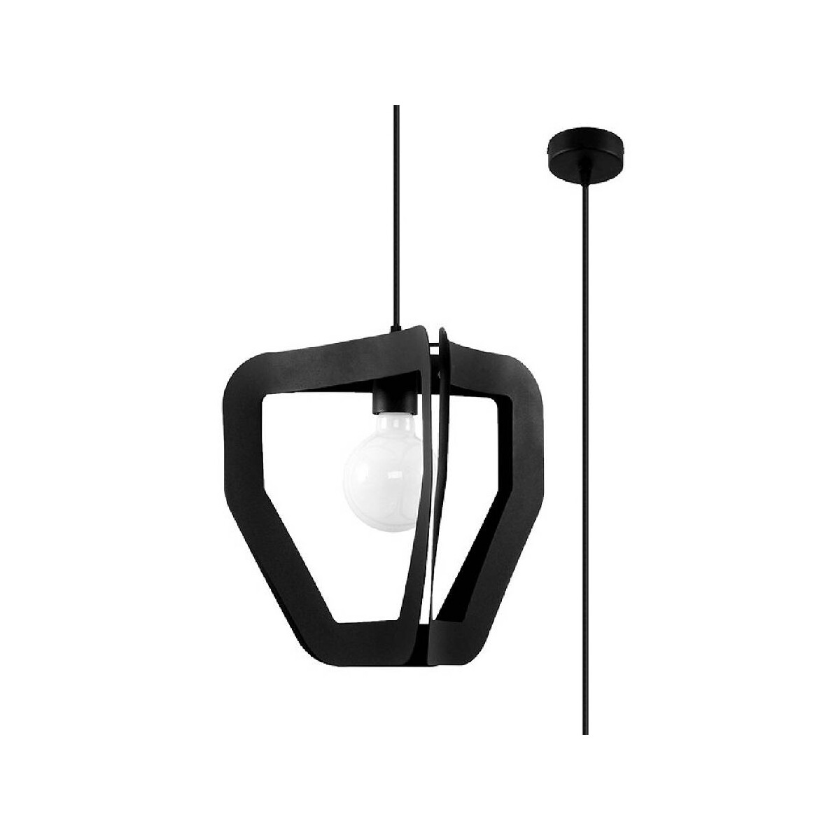 5903282731530 - Sollux - Modern Wire Frame Pendant Light Black E27 Moderne Drahtrahmen-Pendelleuchte Schwarz E27