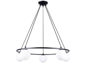 5903282735569 - Sollux - SL1214 Hängeleuchte yoli G9 5 x 8W Stahl Glas schwarz weiß L80cm B80cm H98cm dimmbar