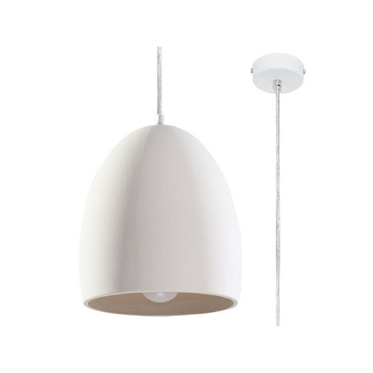 5903282761681 - Sollux - Lampadario Cupola Ceramica Bianca E27 Hängeleuchte de Keramik Typ domo Blanco E27