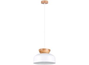 5903282773226 - SL1350 Hängeleuchte marion E27 1 x max15W led Stahl weiß Holz natural H130cm Ø295cm dimmbar - Sollux
