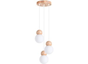 5903282774766 - SL1391 Hängeleuchte pekka 3P G9 3 x max8W led Holz weiß Holz natural H124cm Ø31cm dimmbar - Sollux