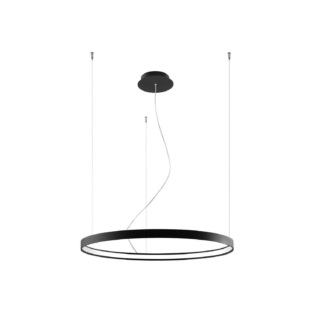 5903282798656 - Integrated led Circular Pendant Light Black 78cm 3000K Integrierte LED-Kreispendelleuchte Schwarz 78cm 3000K