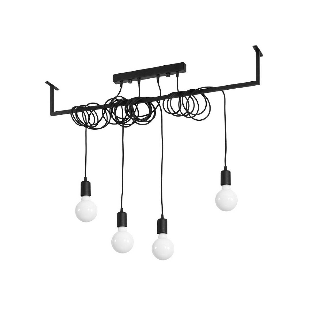 5903282798953 - Sollux - Modern Straight Bar Pendant 4 Light Black E27 Moderne Straight Bar Pendelleuchte 4-flammig Schwarz E27