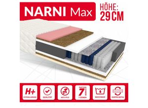 5903631105210 - FDM - Matratze 140x200 Taschenfederkern narni max 7 Zonen H4 29 cm Kokos Visco Latex Polyurethanschaum jersey