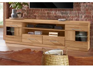 5903686820885 - Lowboard WOLTRA Ribe Sideboards Gr B H T 180 cm x 55 cm x 35 cm Holzwerkstoff eichefarben (Korpus)   Massivholz Eiche (Front) braun (eiche teilmassiv) Lowboards Breite 180 cm