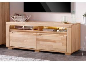 5903686822414 - Lowboard WOLTRA Denis Sideboards Gr B H T 140 cm x 52 cm x 40 cm Holzwerkstoff Kernbuchefarben (Korpus)  Massivholz Kernbuche (Front) 2 beige (kernbuche teilmassiv) Lowboards Breite 140 cm