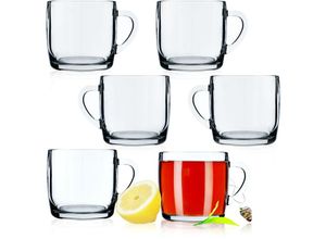 5903699408834 - Teegläser 6er Set Gläser mit Griff Glastassen für 6 personen spülmaschinenfest Trinkgläse - Kadax