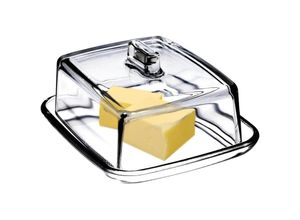 5903699415252 - Butterdose aus Glas rechteckige Butterglocke klare Butterschale mit Deckel und Griff Butter - Kadax