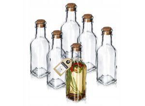 5903699424186 - Universale Flasche mit Korken 6er Set transparente Glasflasche mit Korkstopfen Öl-Karaffe - Kadax