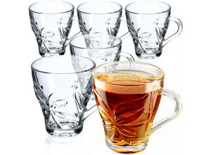 5903699435496 - Teegläser 6er Set Gläser mit Griff Wassergläser Saftgläser Glastassen Gläserset für Tee - Kadax