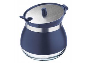 5903699472118 - Zuckerdose mit Löffel 270ml Zuckerbehälter aus pulverbeschichtetem Glas 9x9cm Zuckerstreuer - Kadax