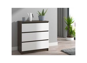 5903760901721 - Roe Furniture - Kommode mit 3 Schubladen Sideboard weiß Anrichte holz weiß wenge (en)