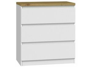 5903760901844 - Kommode mit 3 Schubladen Sideboard weiß Artisan holz