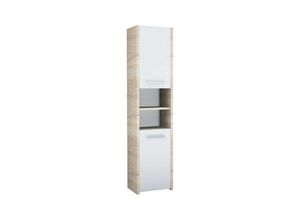 5903760903121 - Roe Furniture - Badschrank Badezimmerschrank Hochschrank Sonoma weiß Badmöbel Schrank 170x40cm