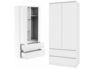 5903760903398 - Roe Furniture - Kleiderschrank Mehrzweckschrank 2 Türen Schubladen Hochschrank Dekor 180cm