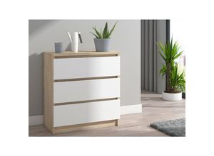 5903760904685 - Roe Furniture - Kommode mit 3 Schubladen Sideboard weiß Anrichte holz weiß Sonoma (en)