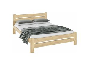 5903760905569 - Roe Furniture - Holzbett Lattenrost Doppelbett Kiefer Bett Ehebett Matratze hohe Kopfs ohne Matratze (en) 120 x 200cm (en)