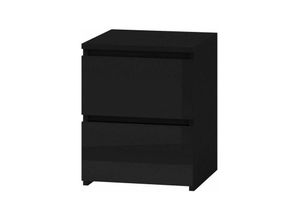 5903760911430 - Roe Furniture - Kommode mit 2 Schubladen Schrank hochglanz Nachttisch Sideboard schwarz