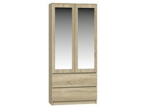 5903760927455 - Roe Furniture - Kleiderschrank Garderobe Mehrzweckschrank Mit Spiegel eiche sonoma