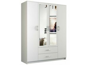 5903760927509 - Kleiderschrank Garderobe Mehrzweckschrank Mit Spiegel Weiss