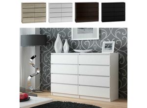 5903760930158 - Roe Furniture - Kommode 140cm mit 8 Schubladen Klamotenschrank Sideboard Anrichte mix weiß (en)